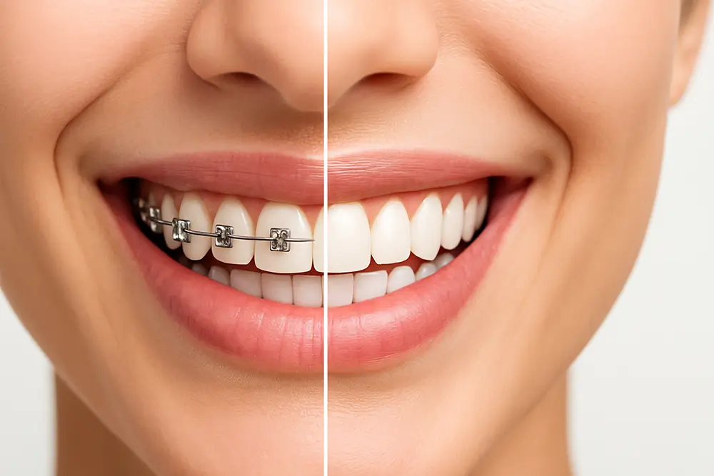 Aparate dentare metalice fixe pentru alinierea dinților, consultație ortodontică gratuită și profilaxie inclusă la Dentio Clinic București